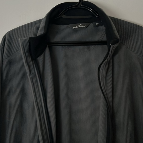 NWT Eddie Bauer Men's Dark Grey Stretch Fleece Jacket Large - Picture 12 of 15